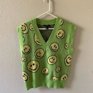 Forever 21 Green Yellow Smiley Face Vest
